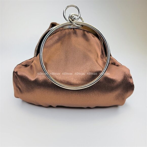 Brown Satin Evening Purse with Round Handle Holder - Host Pick! - Picture 2 of 6